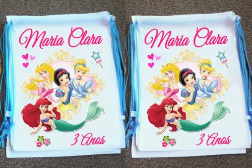 Mochilinha Ecobag Sacochila Personalizada Princesas