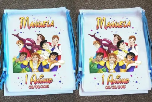 Mochilinha Ecobag Sacochila Personalizada Princesas