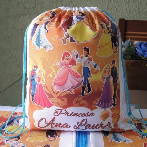 Mochilinha Ecobag Sacochila Personalizada Princesas
