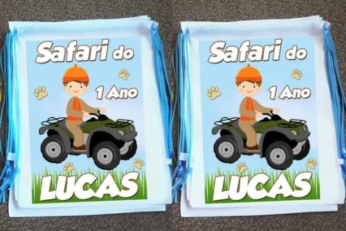 Mochilinha Ecobag Sacochila Personalizada Safari Floresta