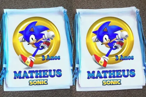 Mochilinha Ecobag Sacochila Personalizada Sonic