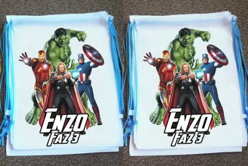 Mochilinha Ecobag Sacochila Personalizada Vingadores