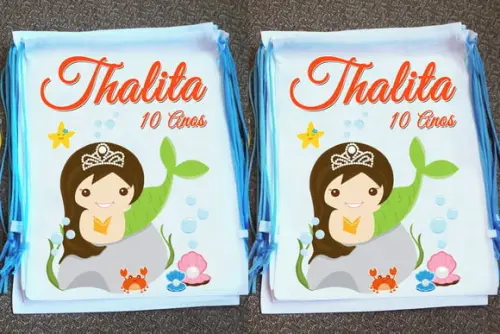Mochilinha Ecobag Sacochila Personalizadas Sereias