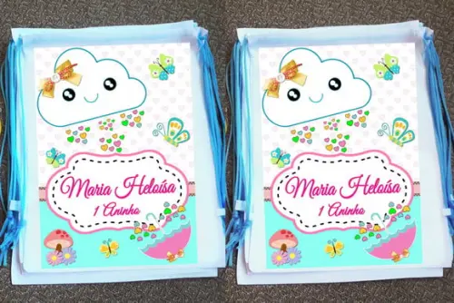 Mochilinha Personalizada Chuva de Bençãos Chuva de Amor