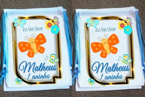 Mochilinha Personalizada Jardim das Borboletas e Flores