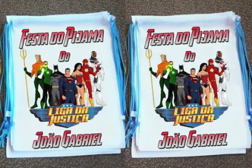 Mochilinha Personalizada Festa do Pijama Liga da Justiça