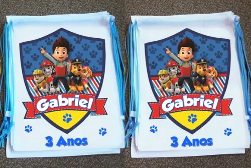 Mochilinha Sacochila Ecobag Patrulha Canina Personalizada