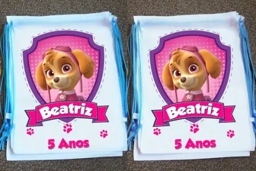 Mochilinha Sacochila Ecobag Patrulha Canina Personalizada