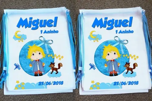 Mochilinha Sacochila Ecobag Pequeno Príncipe Personalizada