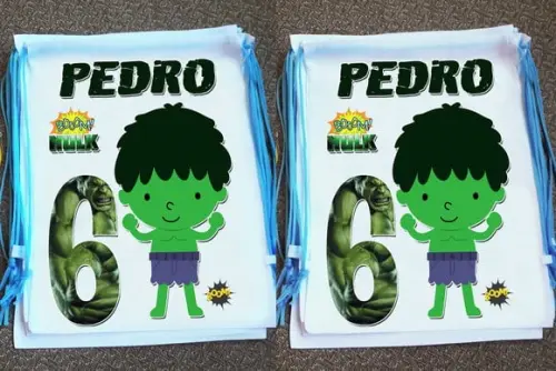 Mochilinha Sacochila Ecobag Personalizada Hulk