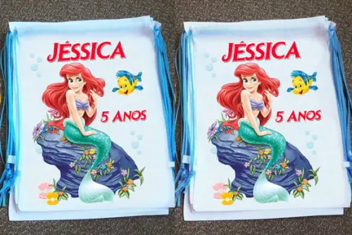 Mochilinhas Ecobag Sacochila Ariel Pequena Sereia