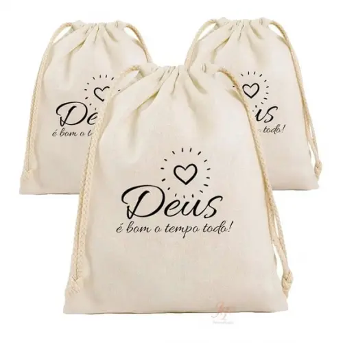 Saquinhos 08 x 10cm Personalizados Algodão Cru Lembrancinhas