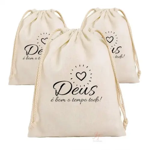 Saquinhos 25 x 30cm Personalizados Algodão Cru Lembrancinhas