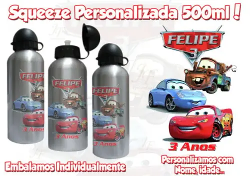 Squeeze Alumínio 500 ml Macqueen Filme Carros Personalizada