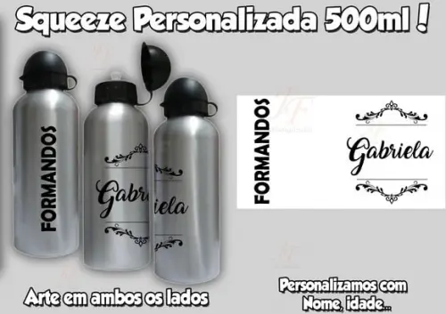 Squeeze Alumínio 500 ml Personalizada Formatura Formandos