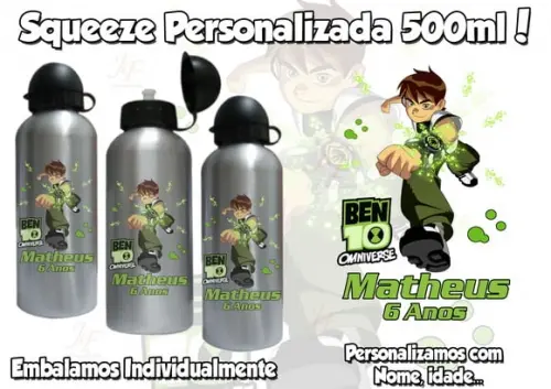 Squeeze Garrafinha Alumínio 500 ml Ben 10