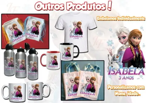 Squeeze Garrafinha Alumínio 500 ml Frozen Personalizado