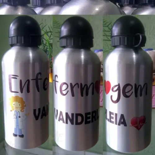 Squeeze Garrafinha Alumínio 500 ml Personalizada Enfermagem