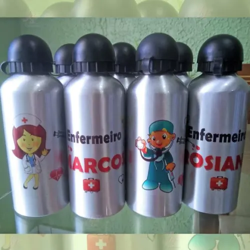 Squeeze Garrafinha Alumínio 500 ml Personalizada Enfermagem