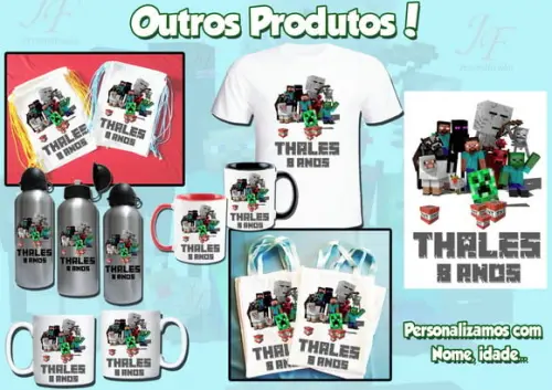 Squeeze Garrafinha Alumínio 500 ml Personalizada Minecraft