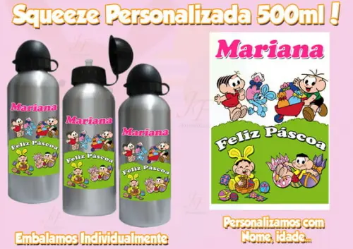 Squeeze Garrafinha Alumínio 500 ml Personalizada Páscoa