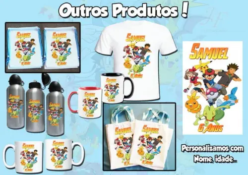 Squeeze Garrafinha Alumínio 500 ml Personalizada Pokemon