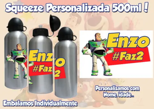 Squeeze Garrafinha Alumínio 500 ml Personalizada Toy Story