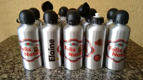 Squeeze Garrafinha Alumínio Personalizada Natal Ano Novo