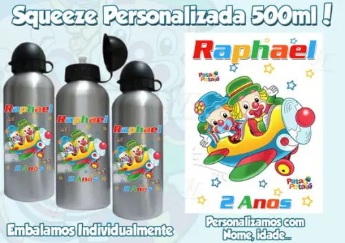 Squeeze Garrafinha Alumínio Personalizada Patati Patatá