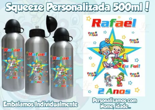 Squeeze Garrafinha Alumínio Personalizada Patati Patatá