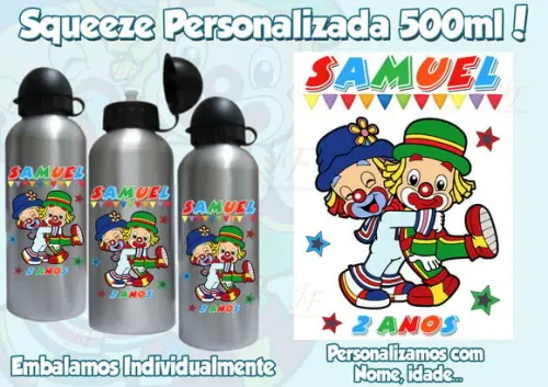Squeeze Garrafinha Alumínio Personalizada Patati Patatá