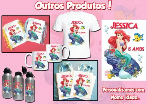 Squeeze Garrafinha Alumínio Personalizada Pequena Sereia
