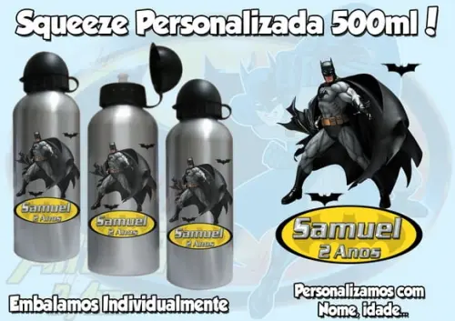 Squeeze Garrafinha em Alumínio 500 ml Personalizada Batman