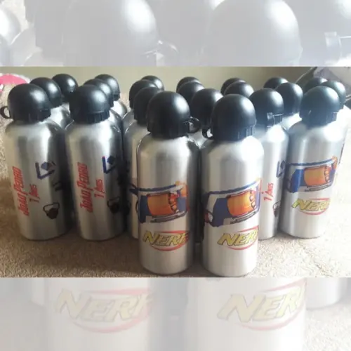 Squeeze Garrafinha em Alumínio 500ml Personalizada Tema Nerf