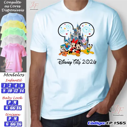 Kit 17 Camisetas Personalizadas Viagem Famíly Trip Disney