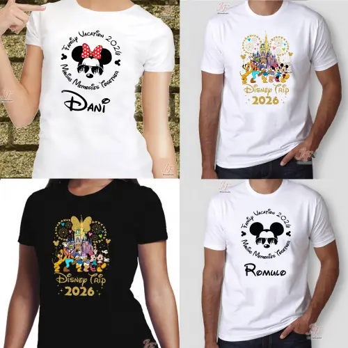 Camiseta Viagem em Família | 10 Unidades | 100% Algodão