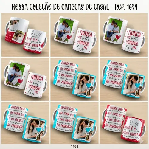 PACK ARTE DIGITAL NAMORADOS GOSPEL CANECA, ALMOFADA, AZULEJO - 1694