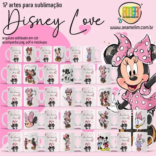 Arquivi Arte  Sublimação Disney Love Canecas Mickey