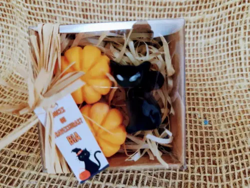 Sabonete Gatinho com Abóboras Halloween