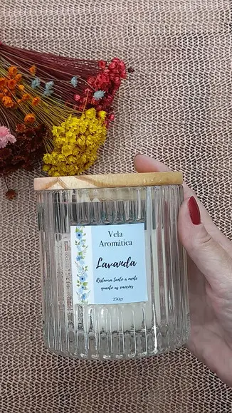Vela Aromatica no Vidro com Tampa de Madeira