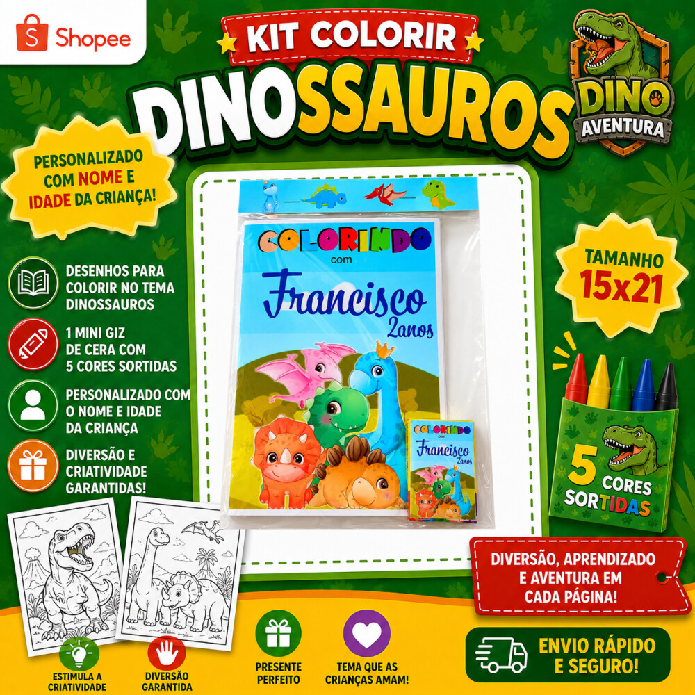 KIT COLORIR DINOSAUROS