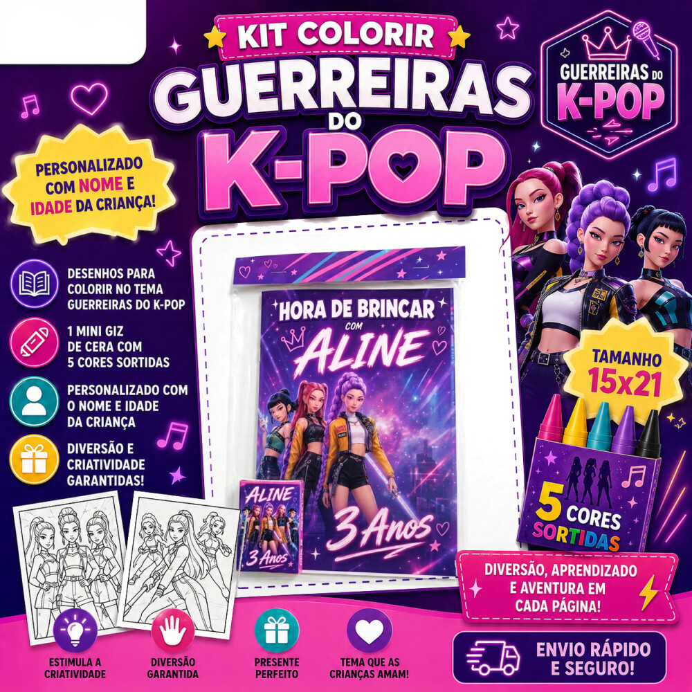 KIT COLORIR GUERREIRAS DO K-POP