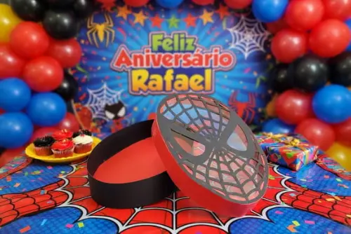 Arquivo de Corte Caixa Máscara Homem Aranha Studio pdf e Svg