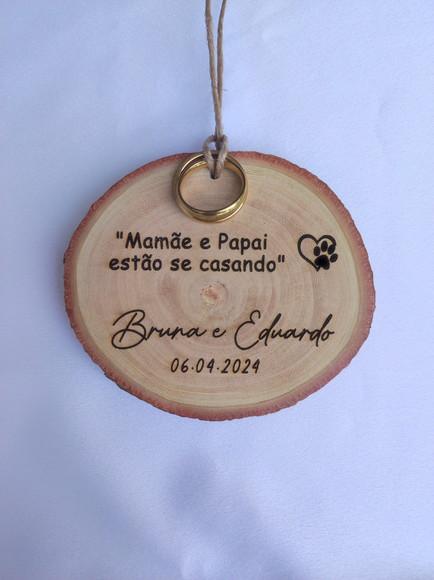 Porta Alianças de Tronco Natural para Pet (6 a 7cm)