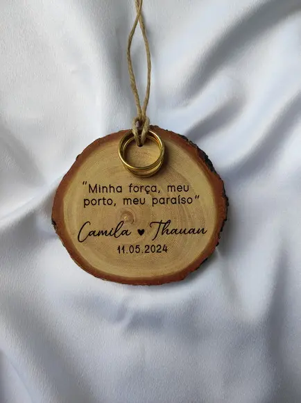 Porta Alianças de Tronco Natural para Pet (6 a 7cm)