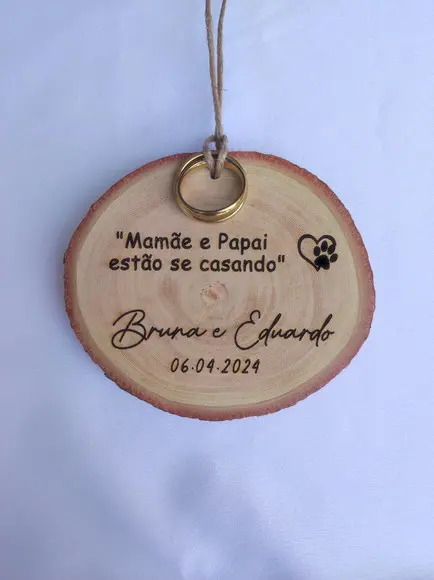 Porta Alianças de Tronco Natural para Pet (6 a 7cm)