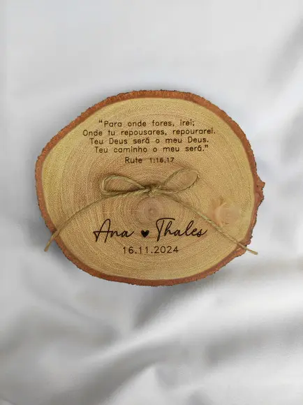 Porta Alianças de Tronco Natural para Pet (6 a 7cm)