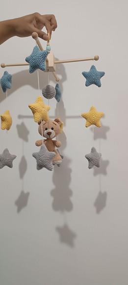 Móbile Urso Estrelas Amigurumi
