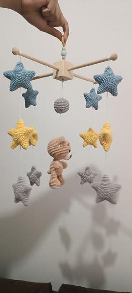 Móbile Urso Estrelas Amigurumi