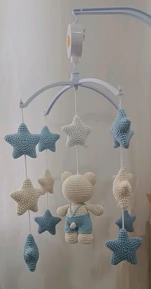 Móbile Urso Estrelas Amigurumi